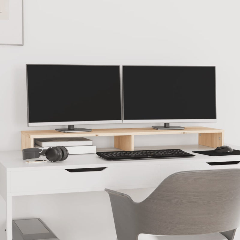 Afbeelding laden in galerijviewer, Vidaxl monitorstandaard 100x27x10 cm massief grenenhout
