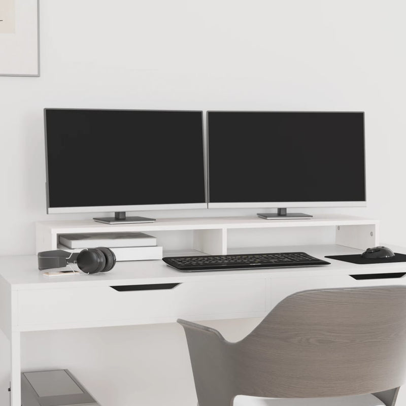 Load image into Gallery viewer, Vidaxl monitorstandaard 100x27x10 cm massief grenenhout wit
