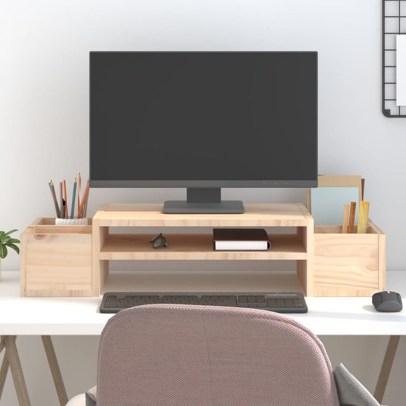 Afbeelding laden in galerijviewer, Vidaxl monitorstandaard 70x27,5x15 cm massief grenenhout
