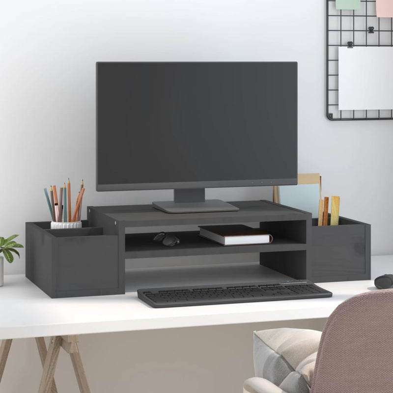 Load image into Gallery viewer, Vidaxl monitorstandaard 70x27,5x15 cm massief grenenhout grijs
