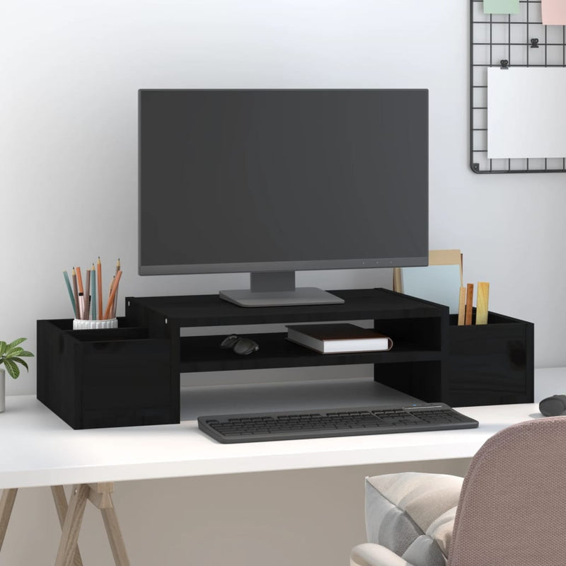 Load image into Gallery viewer, Vidaxl monitorstandaard 70x27,5x15 cm massief grenenhout zwart

