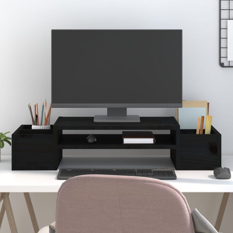 Load image into Gallery viewer, Vidaxl monitorstandaard 70x27,5x15 cm massief grenenhout zwart

