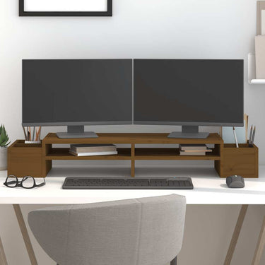 Vidaxl monitorstandaard 100x27,5x15 cm massief grenenhout honingbruin