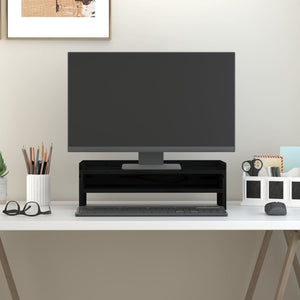 Vidaxl monitorstandaard 50x24x16 cm massief grenenhout zwart