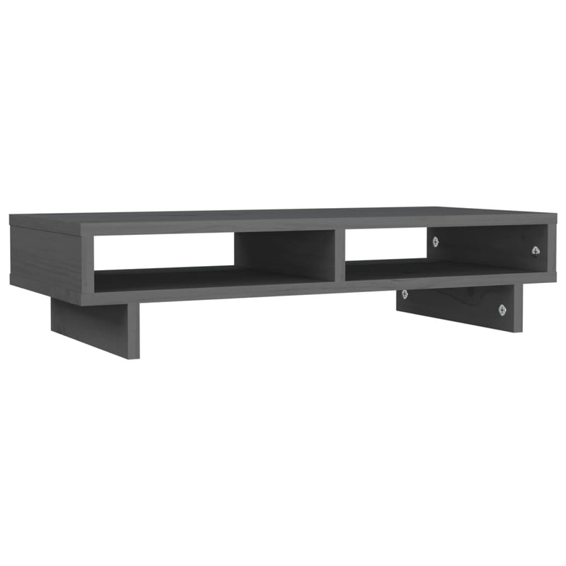 Load image into Gallery viewer, Vidaxl monitorstandaard 60x27x14 cm massief grenenhout grijs
