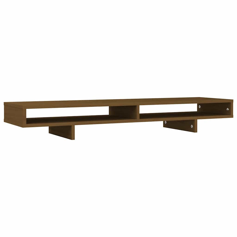 Load image into Gallery viewer, Vidaxl monitorstandaard 100x27x14 cm massief grenenhout honingbruin

