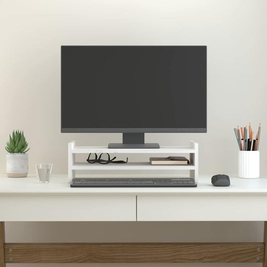 Vidaxl monitorstandaard 50x27x15 cm massief grenenhout wit
