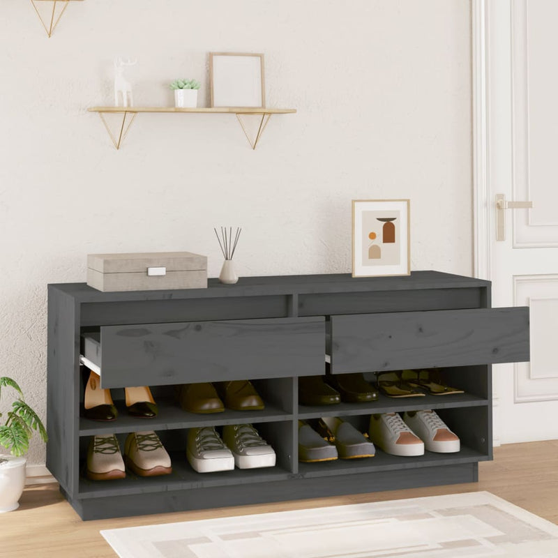 Load image into Gallery viewer, Vidaxl schoenenkast 110x34x52 cm massief grenenhout grijs

