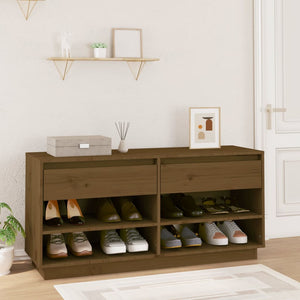 Vidaxl schoenenkast 110x34x52 cm massief grenenhout honingbruin
