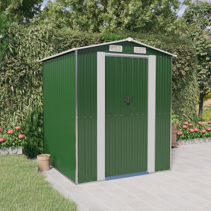 Load image into Gallery viewer, VidaXL Tuinschuur 192x191x223 cm gegalvaniseerd staal groen
