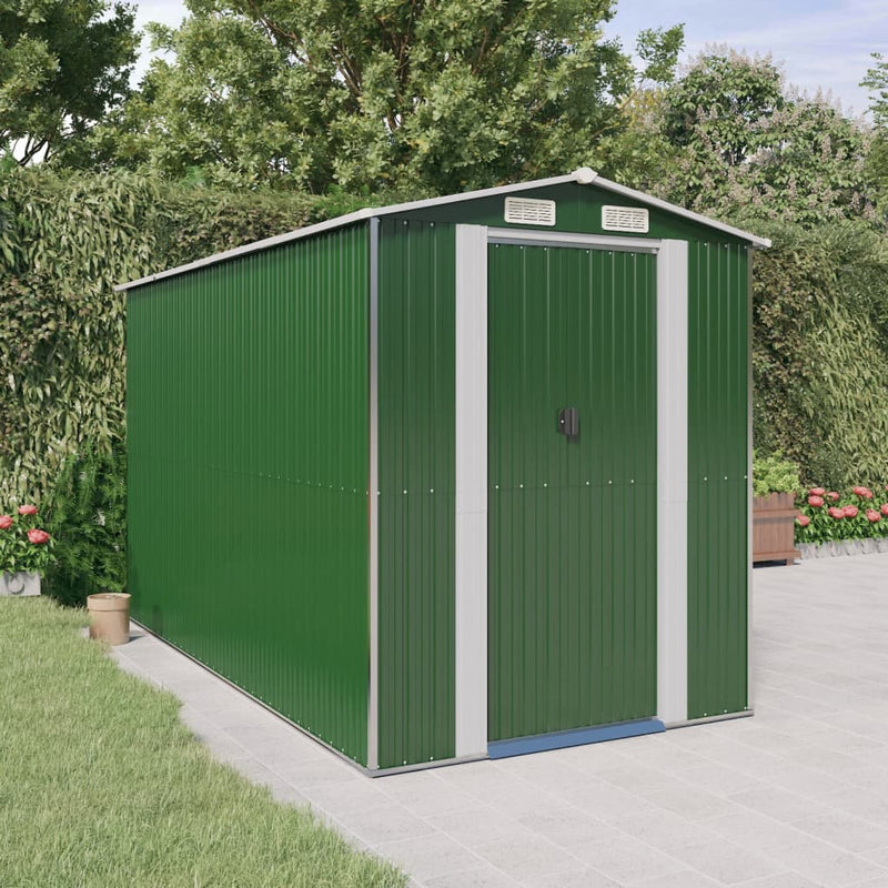 Load image into Gallery viewer, VidaXL Tuinschuur 192x357x223 cm gegalvaniseerd staal groen
