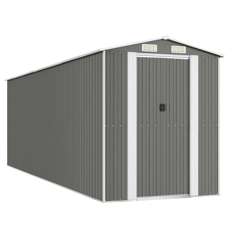 Load image into Gallery viewer, VidaXL Tuinschuur 192x606x223 cm gegalvaniseerd staal lichtgrijs
