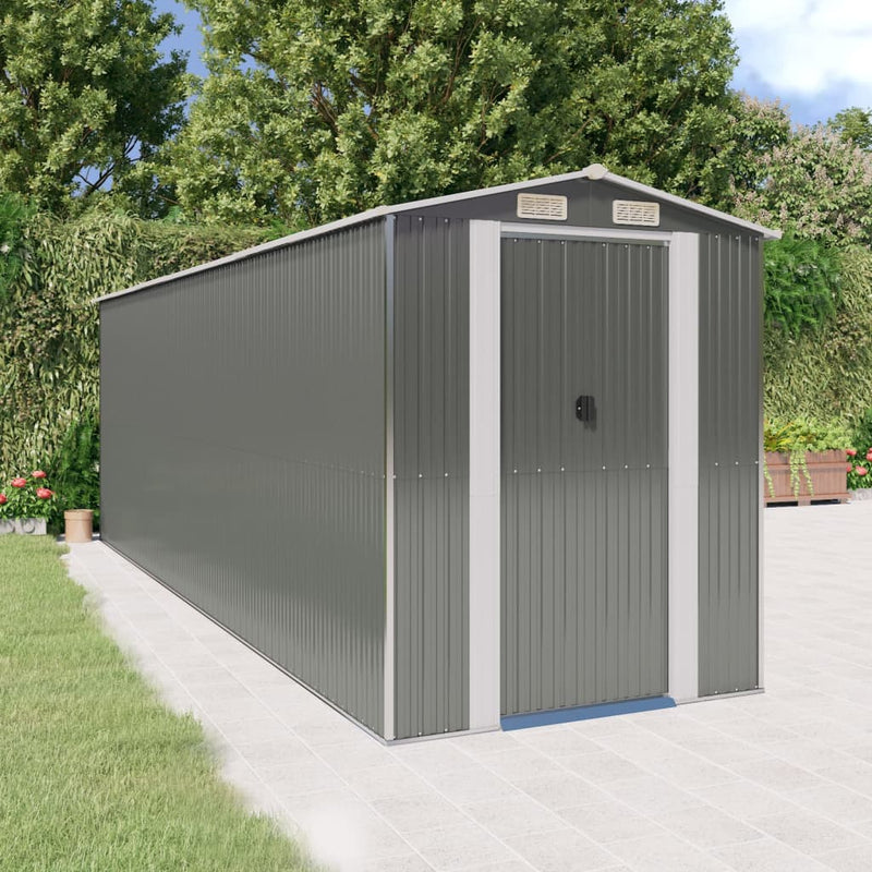 Load image into Gallery viewer, VidaXL Tuinschuur 192x606x223 cm gegalvaniseerd staal lichtgrijs
