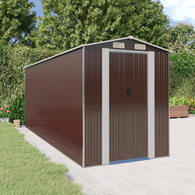 Load image into Gallery viewer, VidaXL Tuinschuur 192x523x223 cm gegalvaniseerd staal donkerbruin
