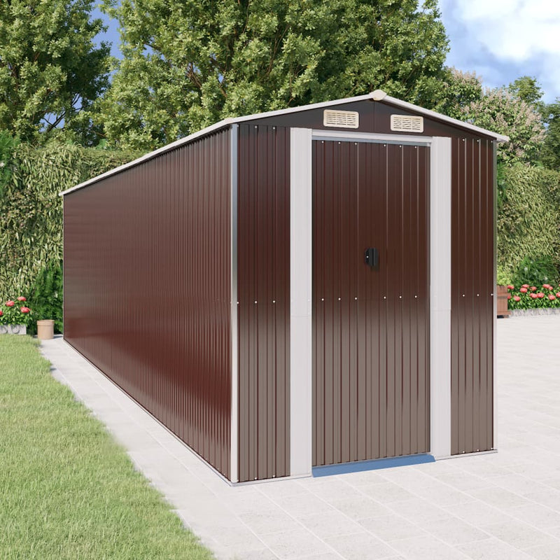 Load image into Gallery viewer, VidaXL Tuinschuur 192x689x223 cm gegalvaniseerd staal donkerbruin
