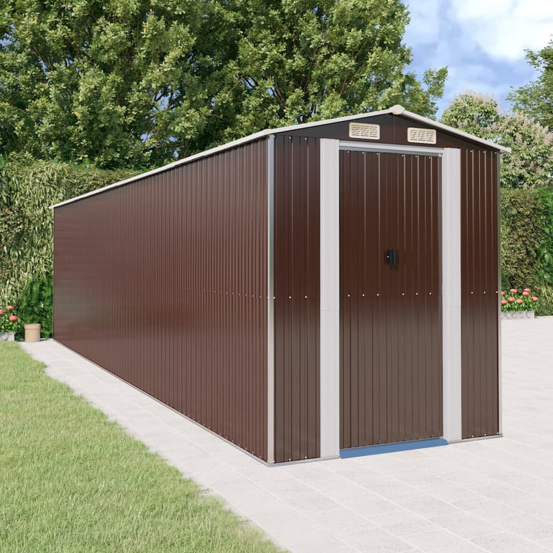 Load image into Gallery viewer, VidaXL Tuinschuur 192x772x223 cm gegalvaniseerd staal donkerbruin
