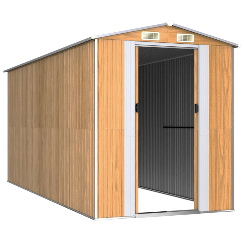 Load image into Gallery viewer, VidaXL Tuinschuur 192x440x223 cm gegalvaniseerd staal lichtbruin
