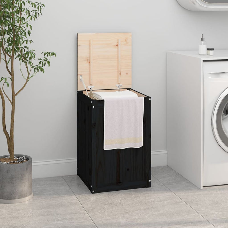 Load image into Gallery viewer, Vidaxl wasmand 44x44x66 cm massief grenenhout zwart
