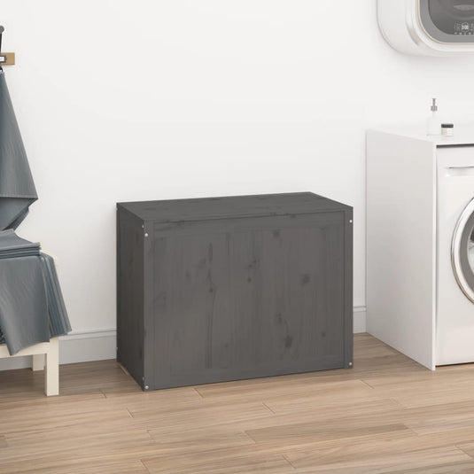 Vidaxl wasmand 88,5x44x66 cm massief grenenhout grijs
