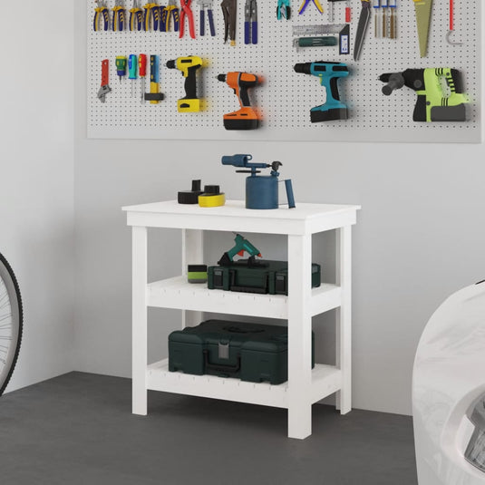 Vidaxl werkbank 78,5x50x80 cm massief grenenhout wit