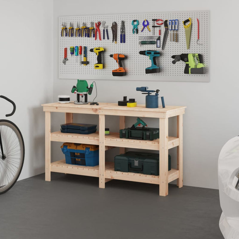 Load image into Gallery viewer, Vidaxl werkbank 142,5x50x80 cm massief grenenhout
