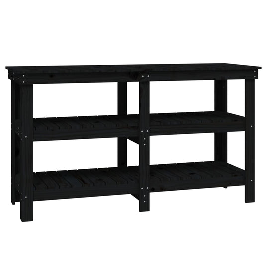 Vidaxl werkbank 142,5x50x80 cm massief grenenhout zwart