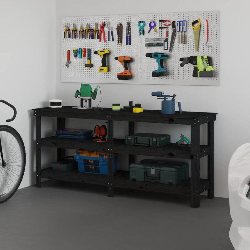 Load image into Gallery viewer, Vidaxl werkbank 181x50x80 cm massief grenenhout zwart
