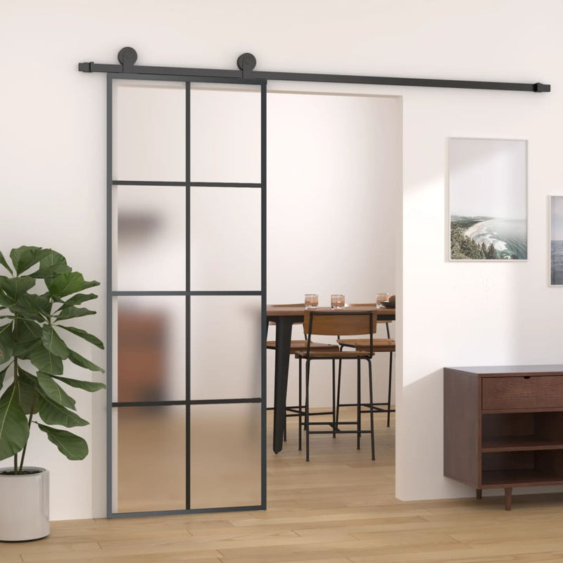 Load image into Gallery viewer, VidaXL Schuifdeur met beslag 76x205 cm ESG-glas en aluminium
