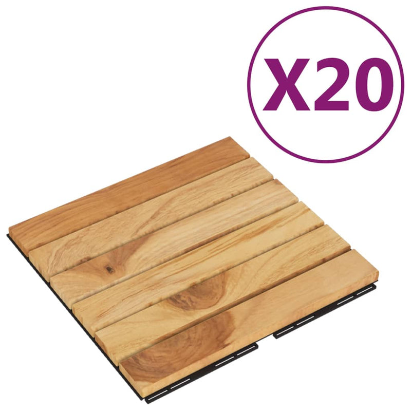 Load image into Gallery viewer, VidaXL Terrastegels 20 st 30x30 cm massief teakhout verticaal patroon
