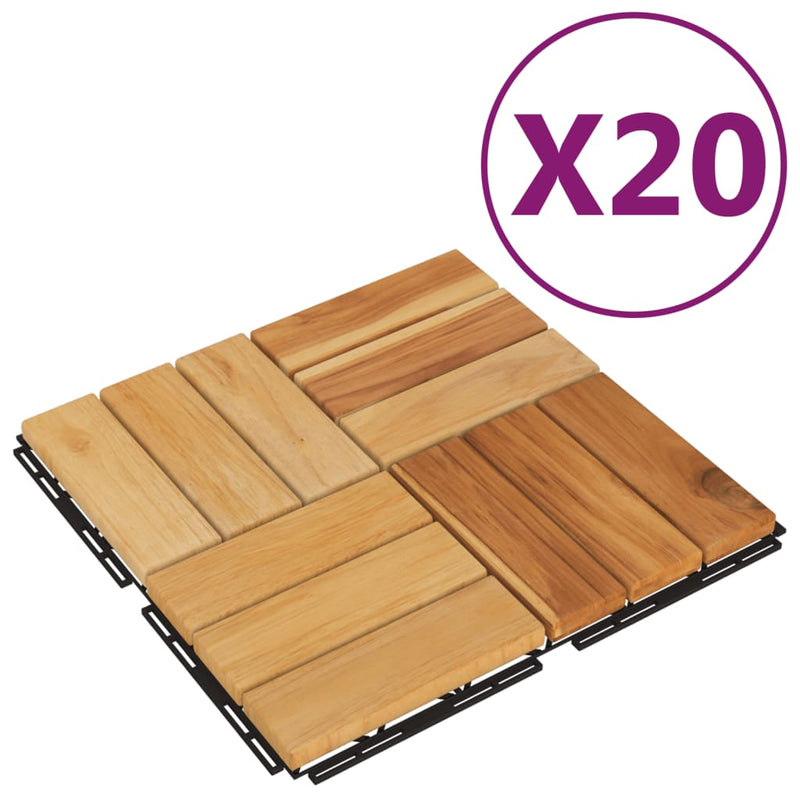 Load image into Gallery viewer, VidaXL Terrastegels 20 st 30x30 cm massief teakhout
