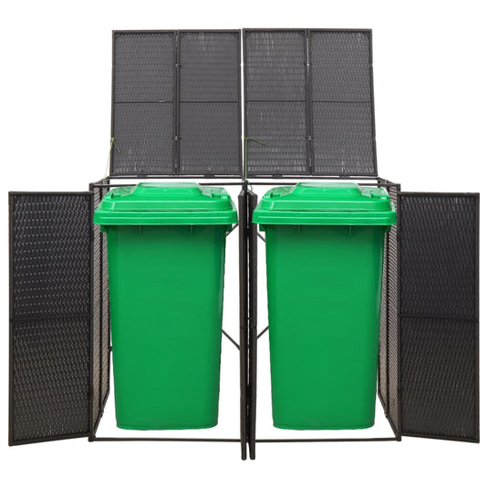 Vidaxl containerberging dubbel 140x80x117 cm poly rattan zwart