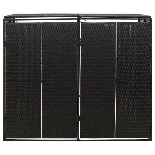 Vidaxl containerberging dubbel 140x80x117 cm poly rattan zwart