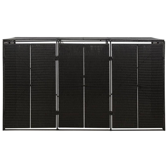 Vidaxl containerberging driedubbel 207x80x117 cm poly rattan zwart