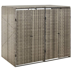 Vidaxl containerberging dubbel 140x80x117 cm poly rattan grijs
