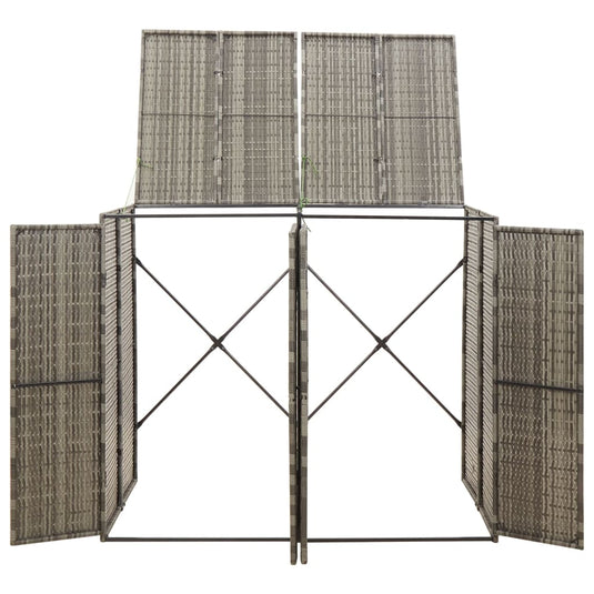 Vidaxl containerberging dubbel 140x80x117 cm poly rattan grijs