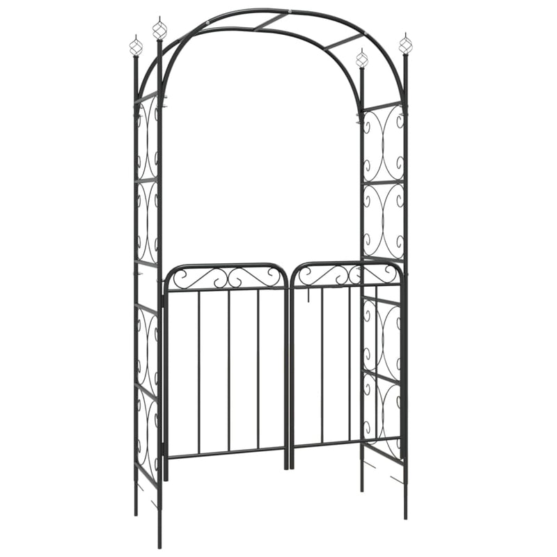 Load image into Gallery viewer, Vidaxl tuinboog met poort 108x45x235 cm staal zwart
