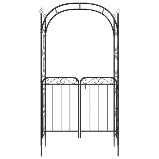 Vidaxl tuinboog met poort 108x45x235 cm staal zwart