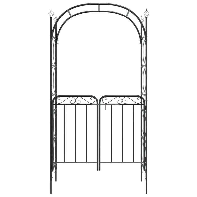 Load image into Gallery viewer, Vidaxl tuinboog met poort 108x45x235 cm staal zwart
