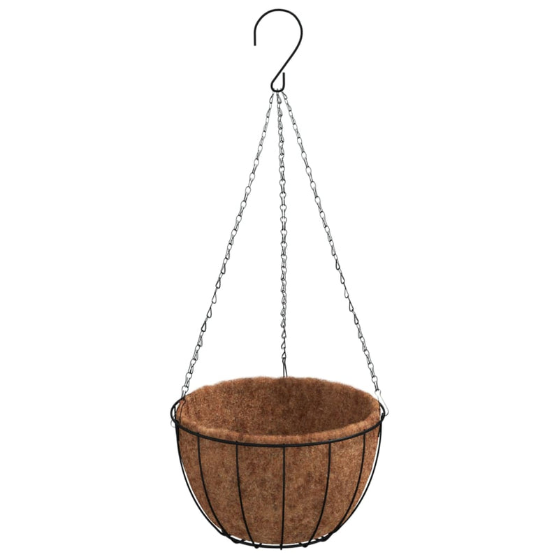 Load image into Gallery viewer, Vidaxl plantenbakken hangend 4 st met kokosbak staal ø 35x52 cm zwart
