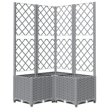 Vidaxl plantenbak met latwerk 80x80x136 cm polypropeen lichtgrijs