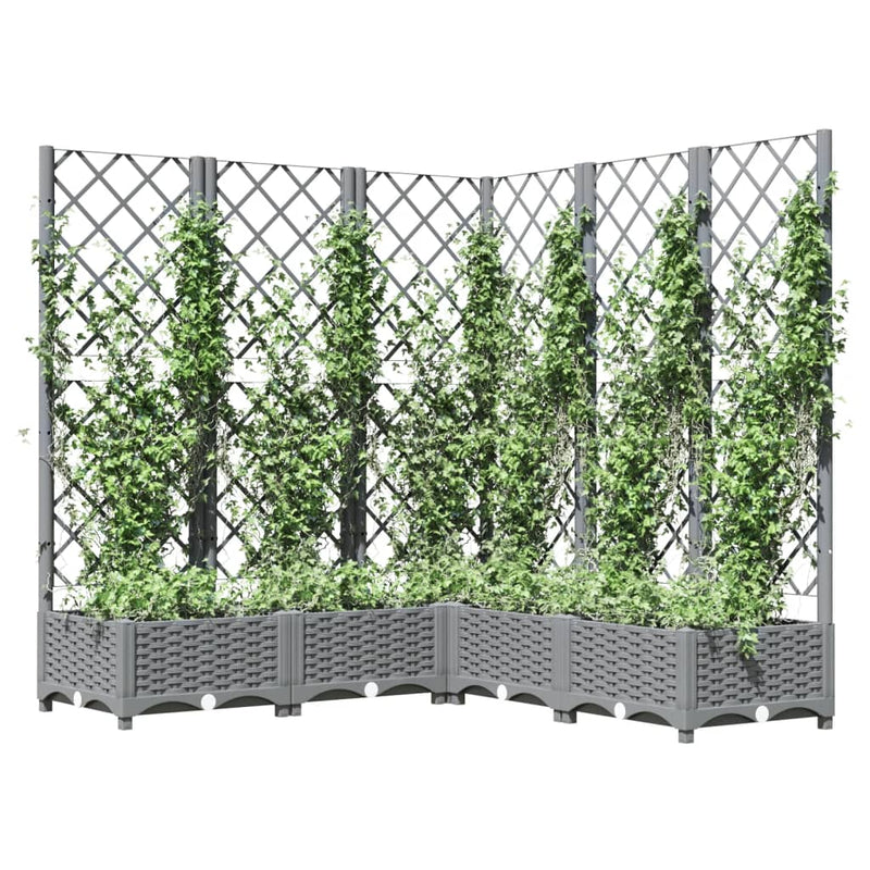 Load image into Gallery viewer, Vidaxl plantenbak met latwerk 120x120x121,5 cm polypropeen lichtgrijs
