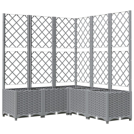 Vidaxl plantenbak met latwerk 120x120x136 cm polypropeen lichtgrijs
