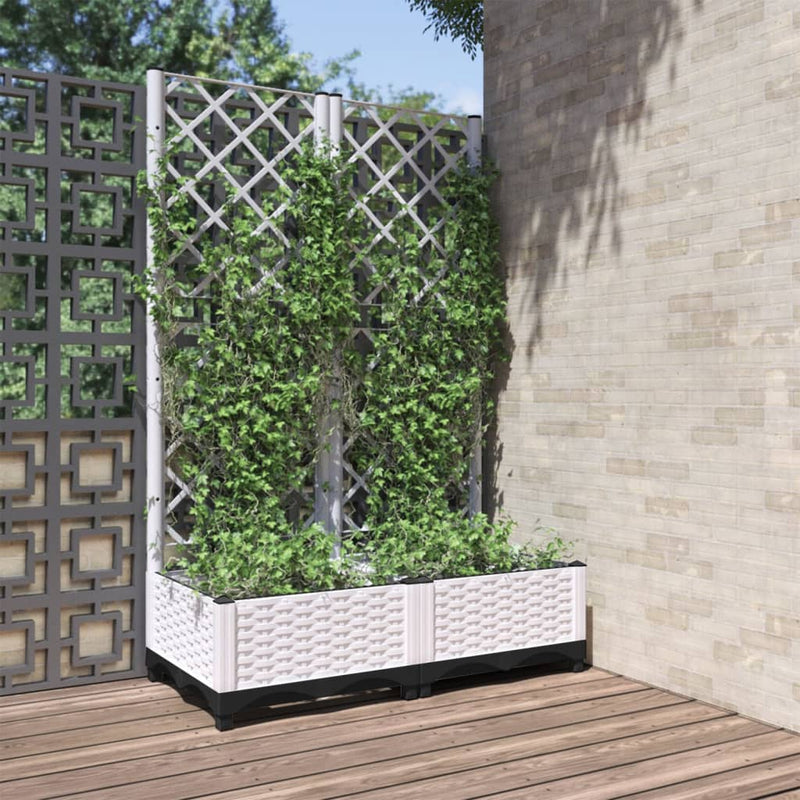Afbeelding laden in galerijviewer, Vidaxl plantenbak met latwerk 80x40x121,5 cm polypropeen
