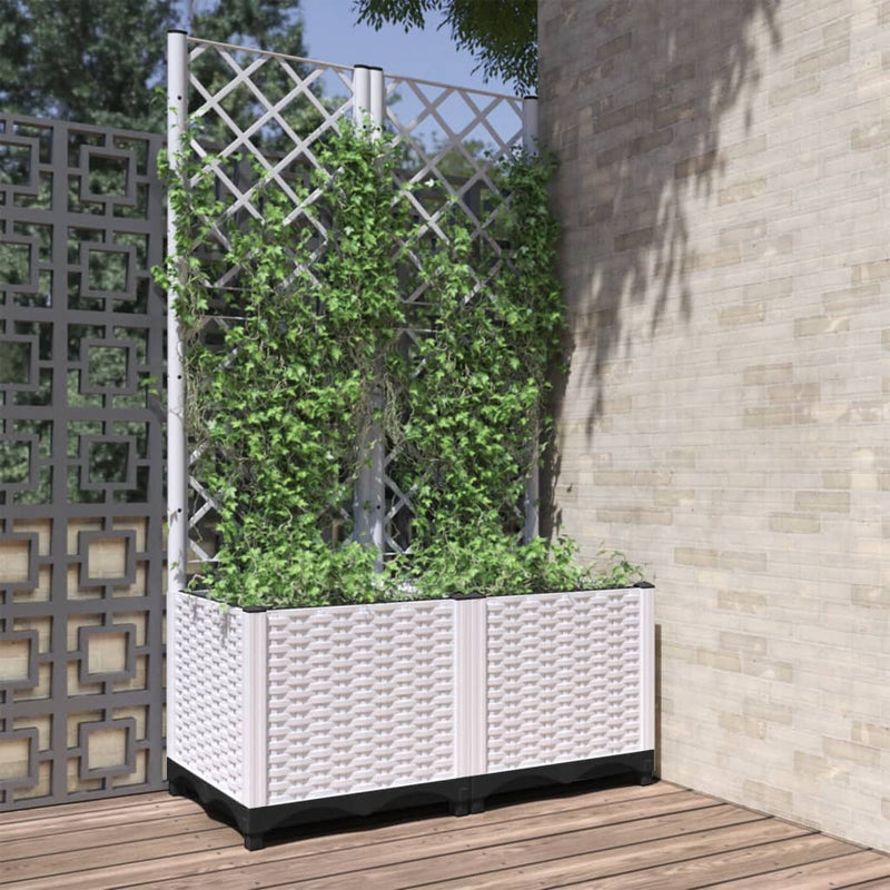 Load image into Gallery viewer, Vidaxl plantenbak met latwerk 80x40x136 cm polypropeen wit
