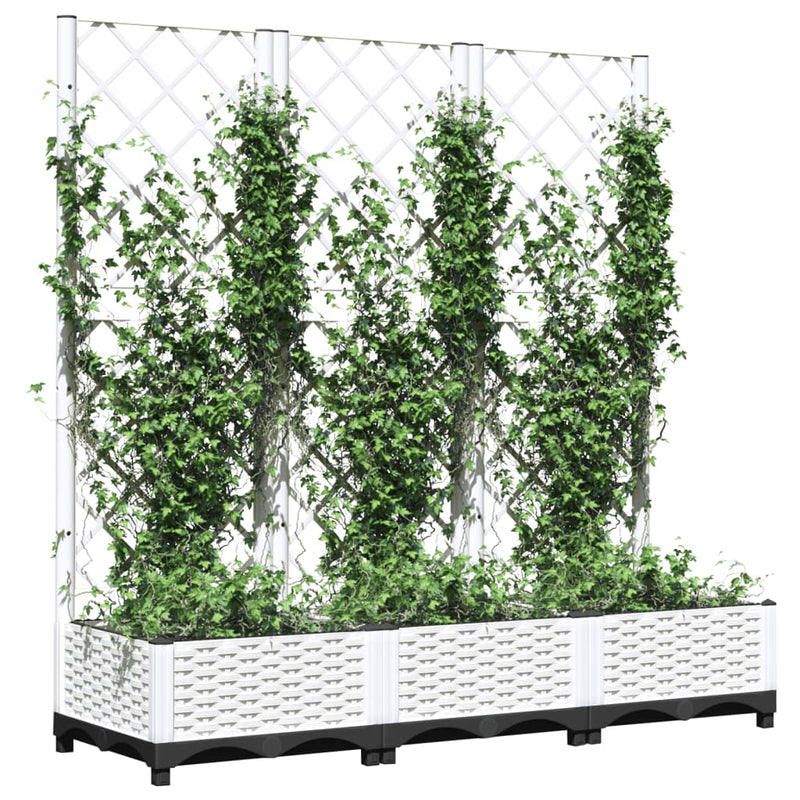 Afbeelding laden in galerijviewer, Vidaxl plantenbak met trellis wit 120x40x121,5 cm pp
