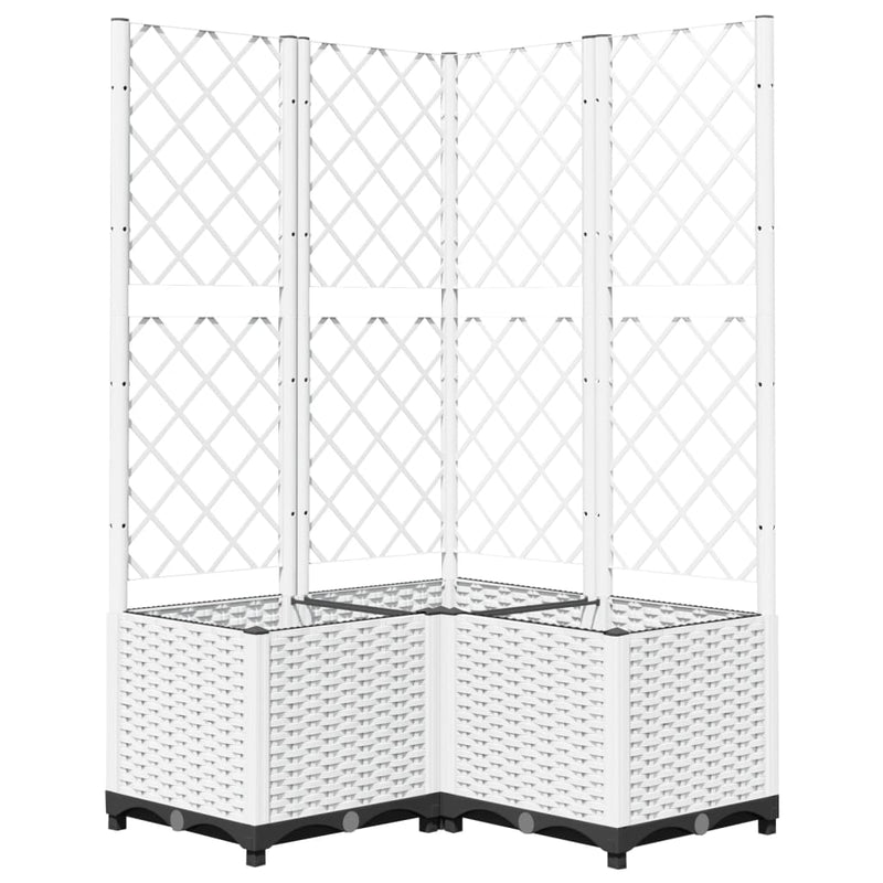 Load image into Gallery viewer, Vidaxl plantenbak met latwerk 80x80x136 cm polypropeen wit
