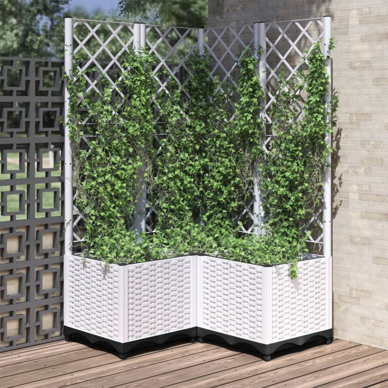 Load image into Gallery viewer, Vidaxl plantenbak met latwerk 80x80x136 cm polypropeen wit
