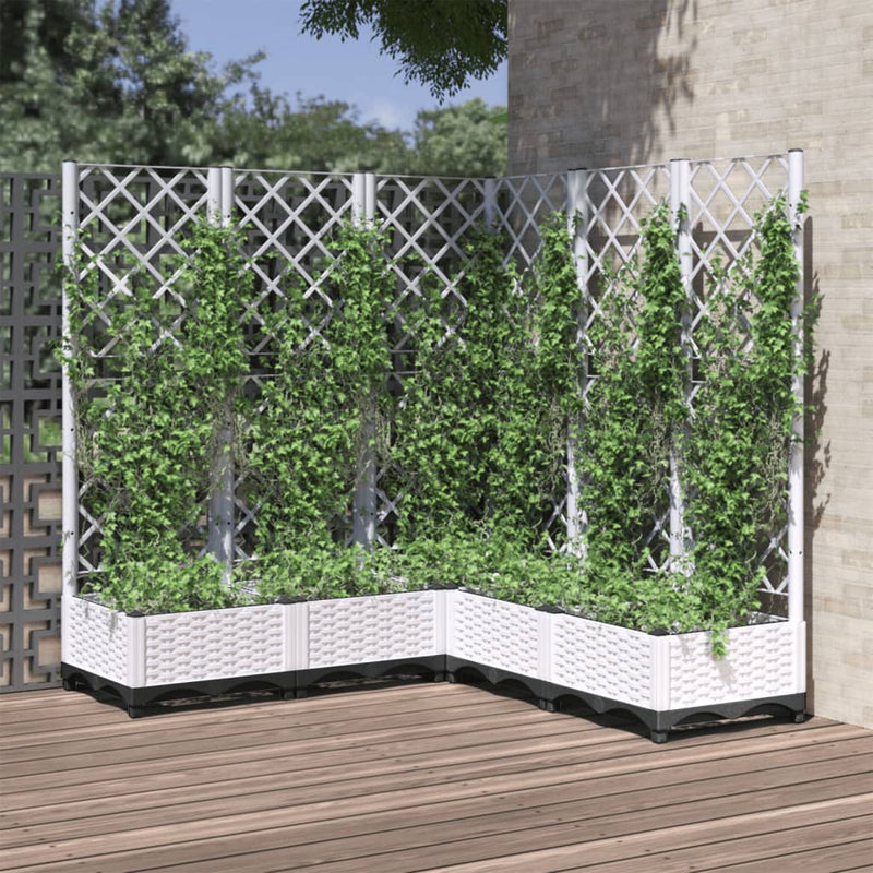 Load image into Gallery viewer, Vidaxl plantenbak met latwerk 120x120x121,5 cm polypropeen wit
