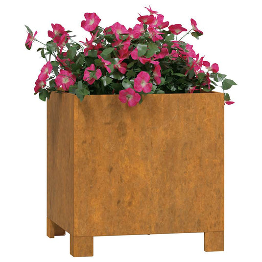 Vidaxl plantenbak met poten roestig 30x30x30 cm cortenstaal