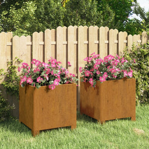 VidaXL Plantenbakken met poten 2 st roestig 32x30x33 cm cortenstaal